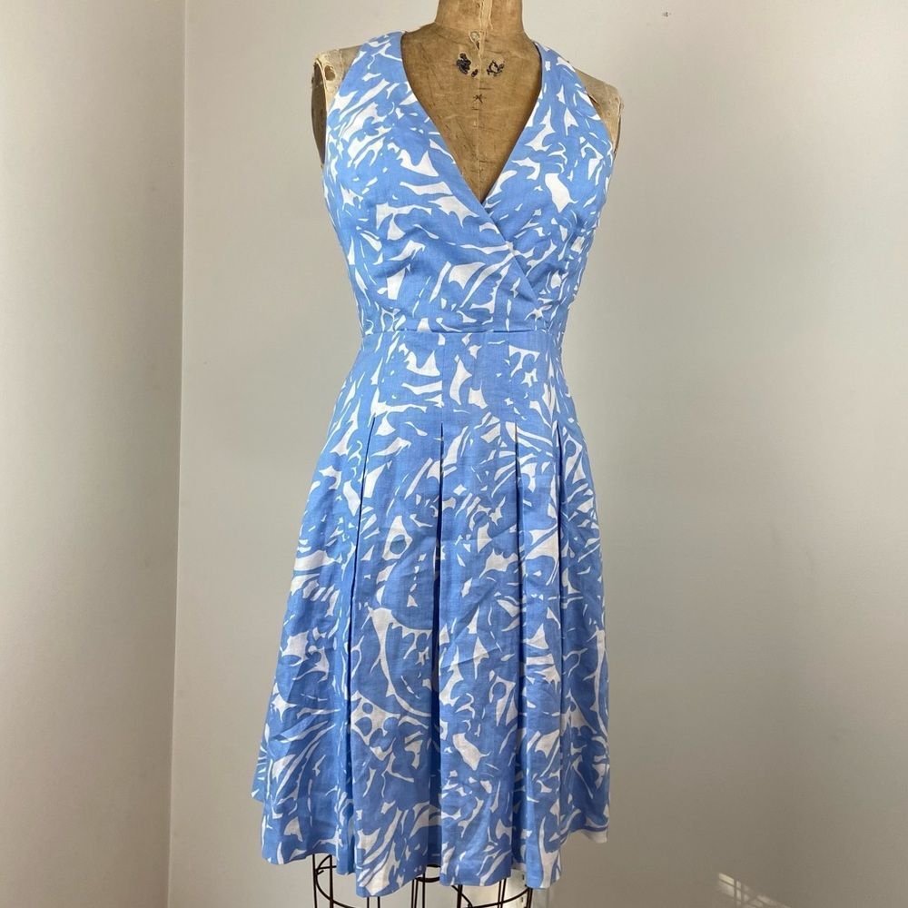 Lauren Ralph Lauren Blue and White Midi Dress